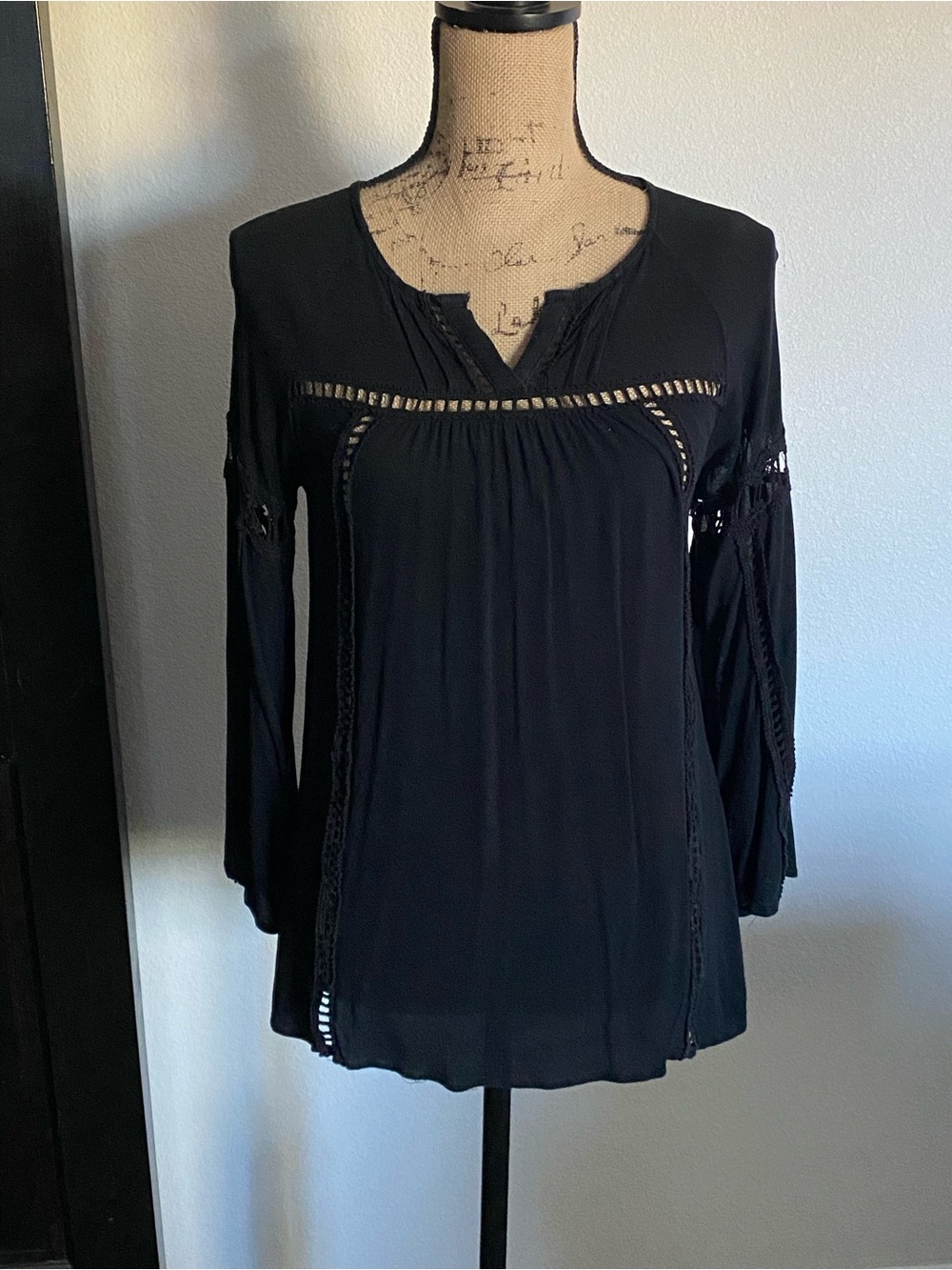 Imaginary Voyage black blouse, Sz S